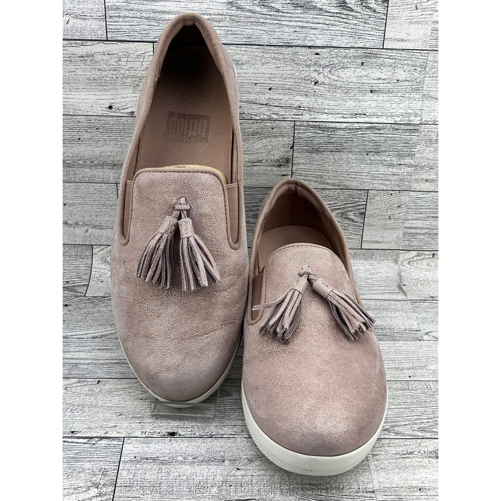 Fitflop Women Rose Gold Metallic Tassel Slip On Loafers‎ Shoes US 7 EU 38 UK 5